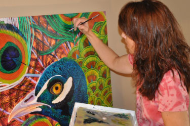 Lisa Painting Peacock Pride